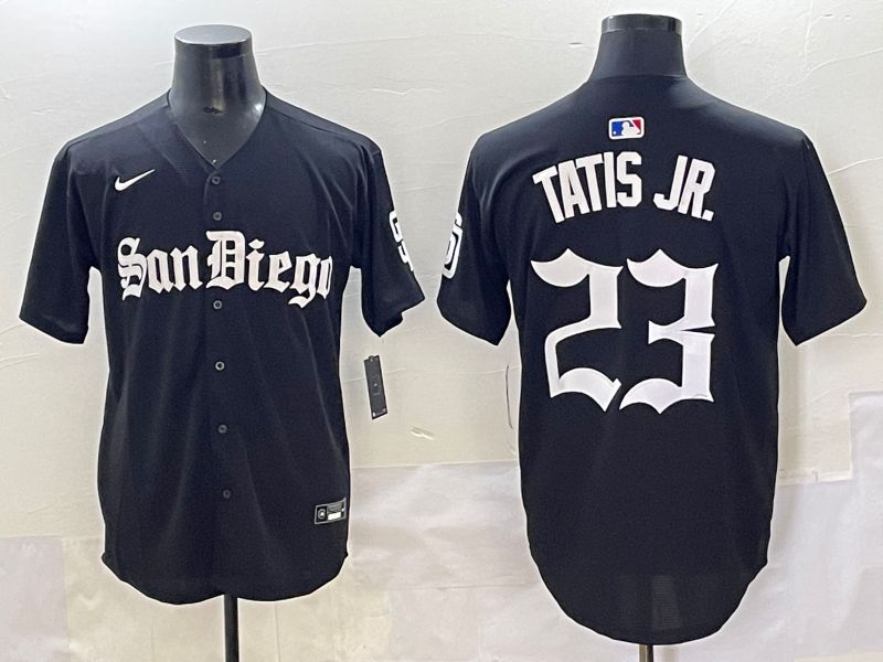 Men 2025 San Diego Padres #23 Tatis jr Black Five generations Joint Name Nike MLB Jersey style 1->san diego padres->MLB Jersey